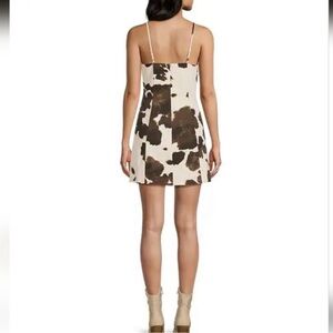 Spaghetti Strap Mini Dress in Cream with Brown Cow Print